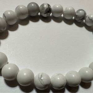 White Howlite Bracelet – Calm, Stress Relief, Minimalist Healing Crystal Jewelry